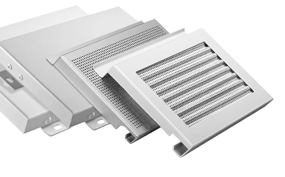 Custom aluminum panels with solid faces, perforations and a louvered opening